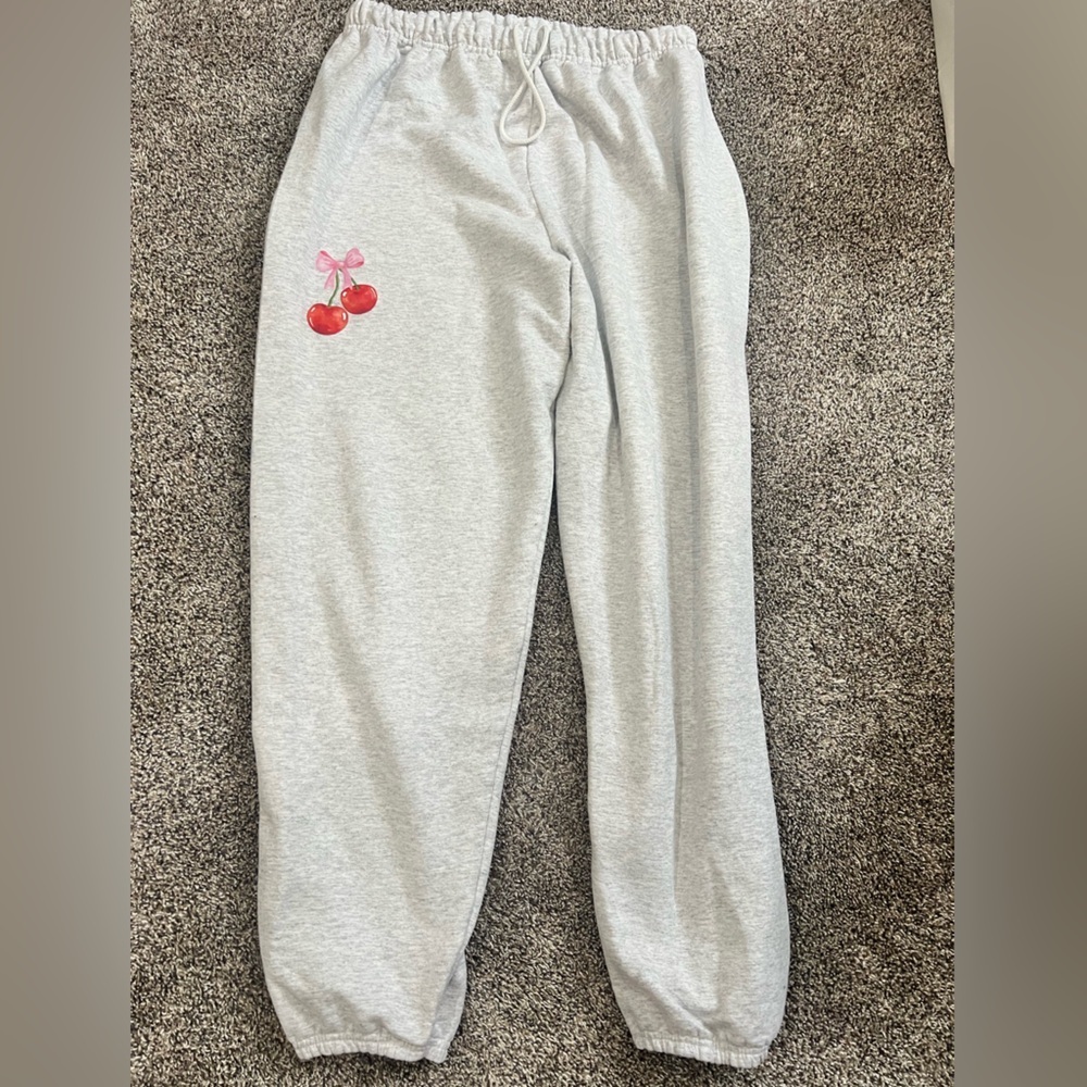 Gray Sweatpants Boutique with Cherry graphic